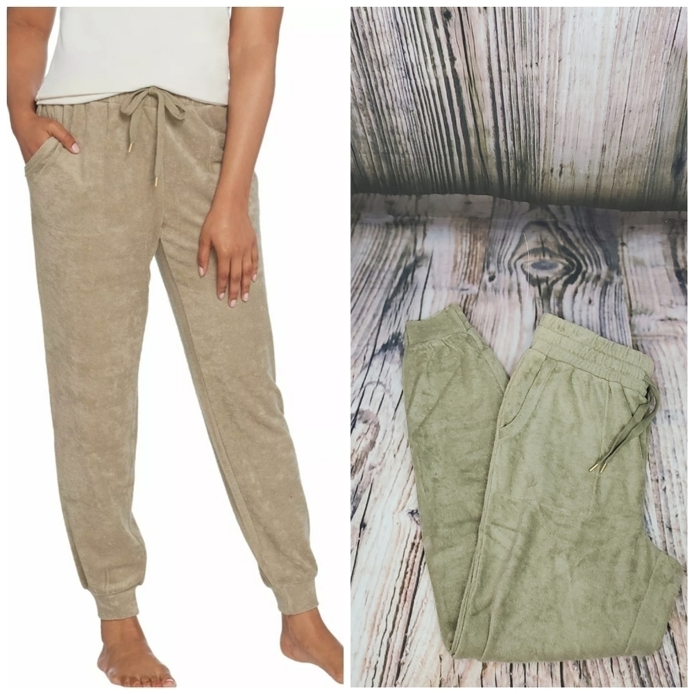 𝅺Anybody Olive Baby Terry Knit Tie Waist Joggers